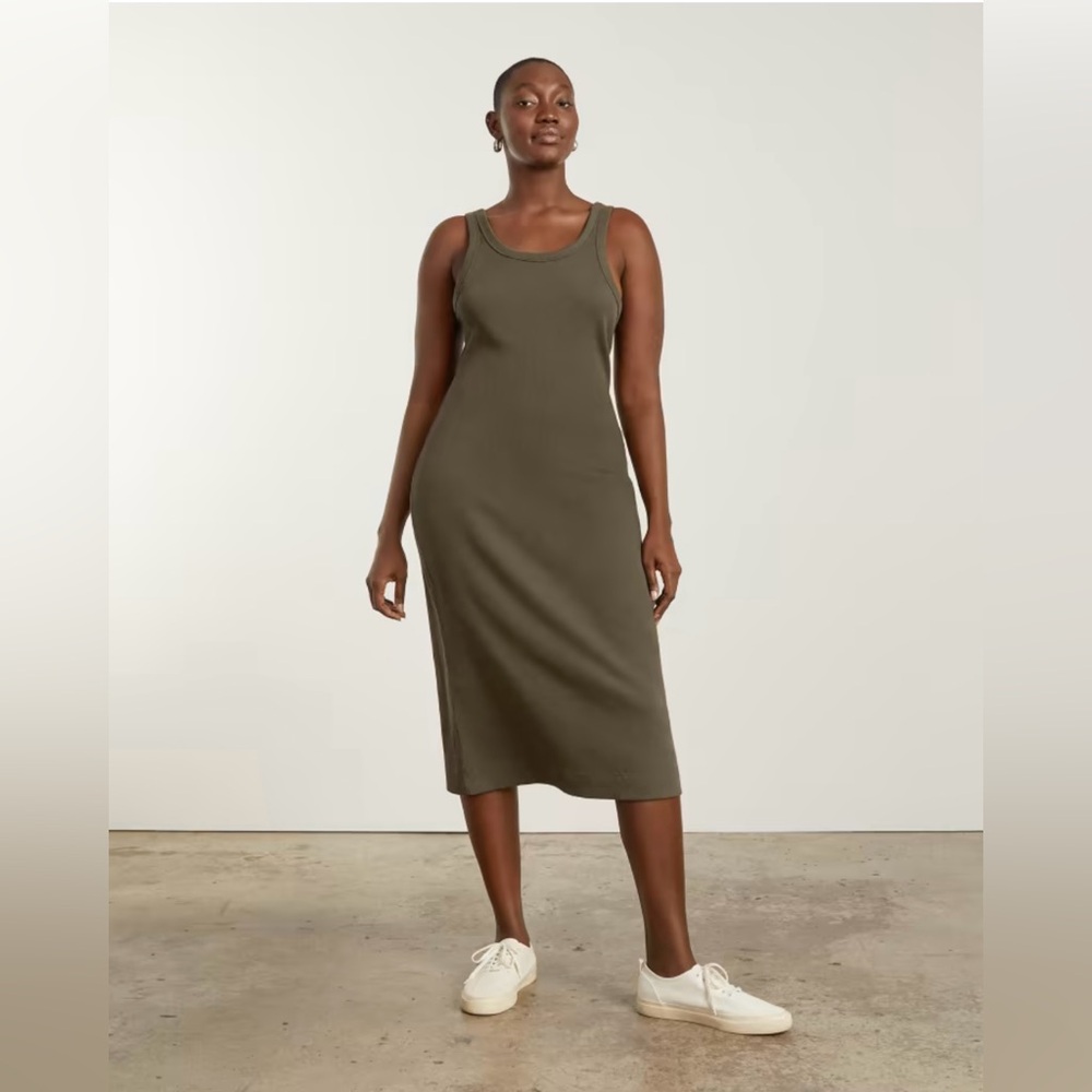 Everlane ribbed tank dress in beech